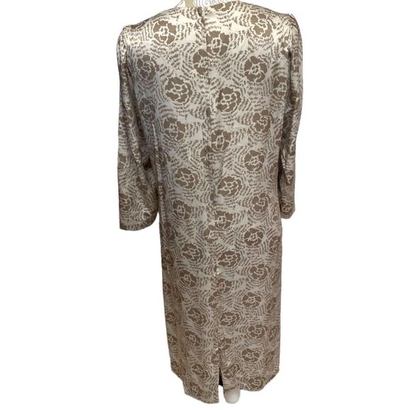 Vtg 60s Nat Kaplan COUTURE Waterfall neckline Floral Midi Dress Size 12 M/L - Picture 3 of 12